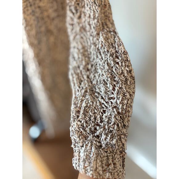 POL Open Knit Cardigan White, Black & Brown Longline Lightweight Boho Sweater - Picture 6 of 11